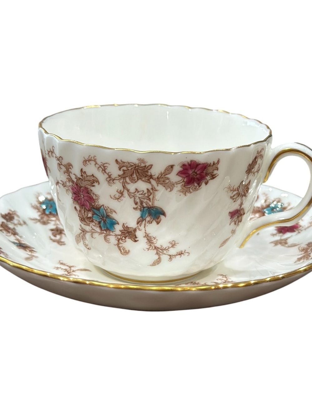 Ancestral Minton made in England Bone China floral tea cup and saucer